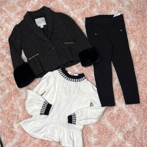 Black and White Outfit Set with Jacket, sweater and Pants by Janie and Jack. 4 T